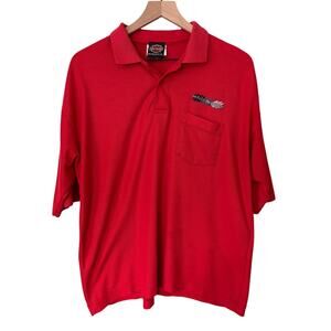 Harley Davidson Red Polo Shirt Size Large